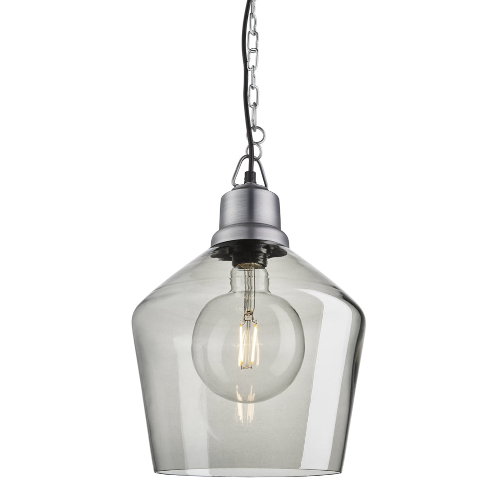 Product photograph of Industville Brooklyn 10 Inch Schoolhouse Pendant Light Smoke Grey Smoke Grey Tinted Glass And Copper Holder from Olivia's.