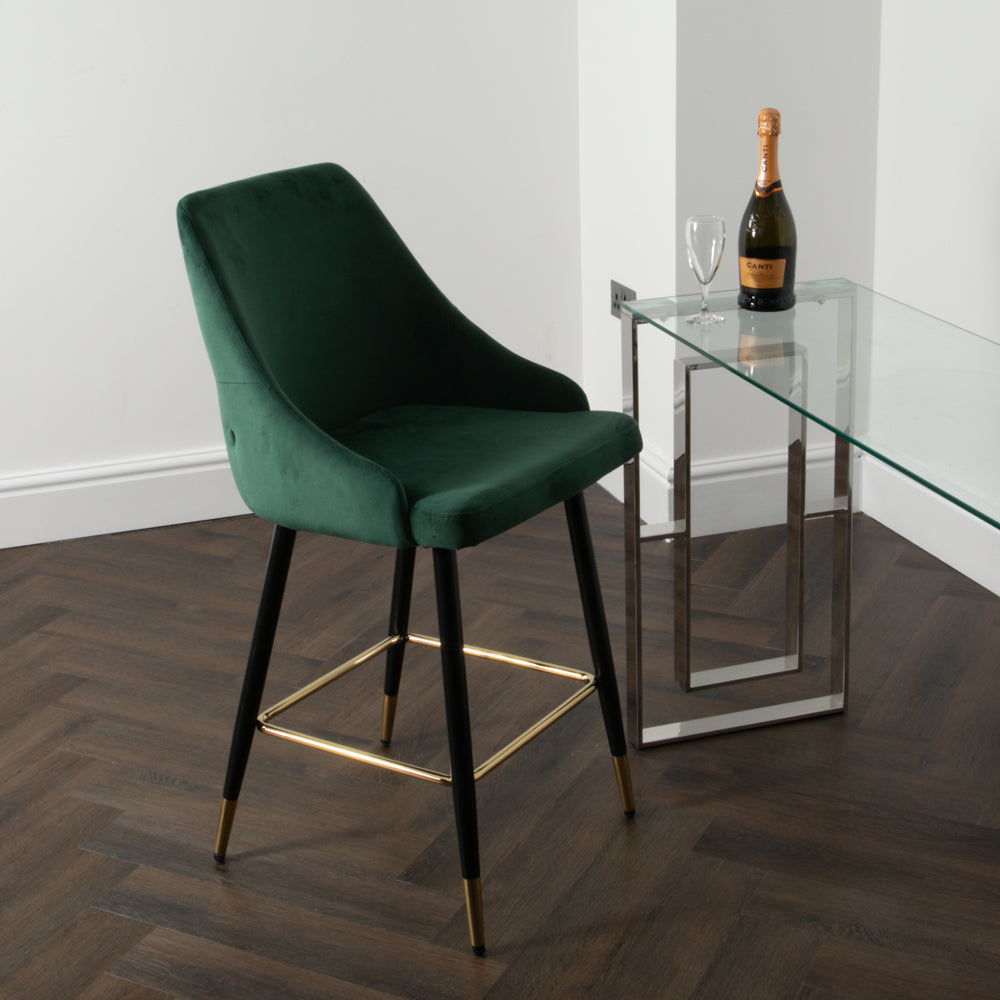 Product photograph of Native Home Set Of 2 Chesterfield Green Kitchen Bar Stool from Olivia's