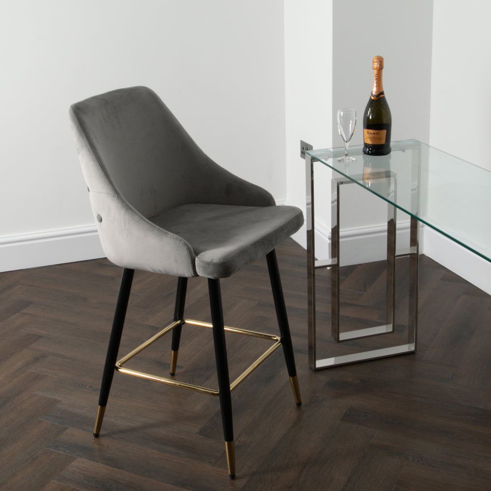 Product photograph of Native Home Set Of 2 Chesterfield Grey Kitchen Bar Stool from Olivia's