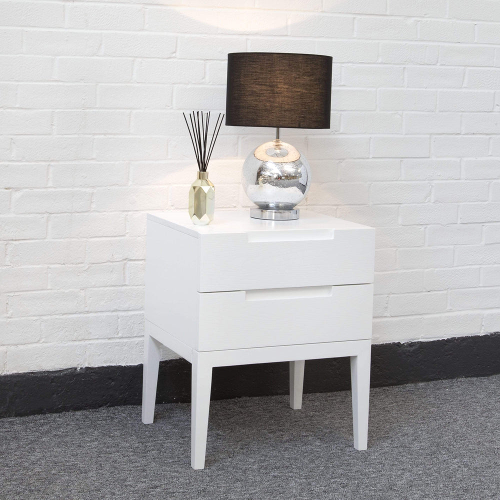 Product photograph of Twenty10 Designs Orchid White 2 Drawer Bedside Table from Olivia's.