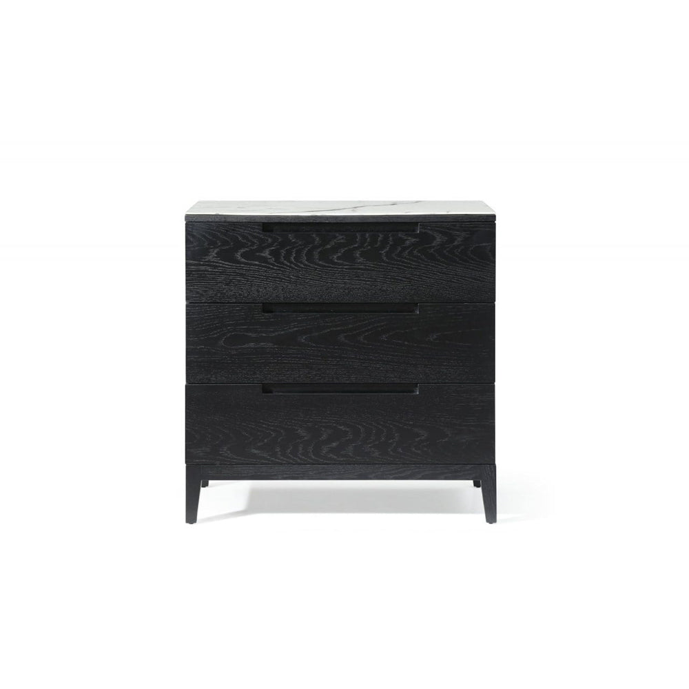Product photograph of Twenty10 Designs Orchid Marble 3 Drawer Chest Drawers Black from Olivia's