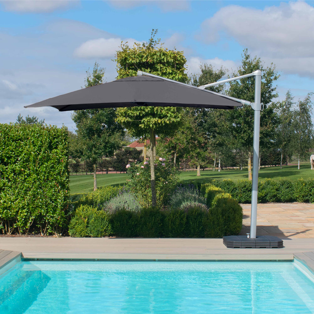Product photograph of Maze Zeus Cantilever Square Canopy Parasol Charcoal from Olivia's
