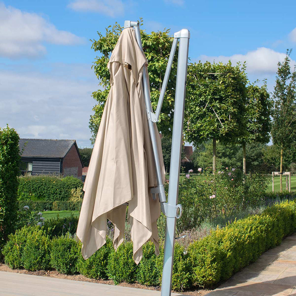 Product photograph of Maze Zeus Cantilever Parasol Taupe Square Canopy from Olivia's.