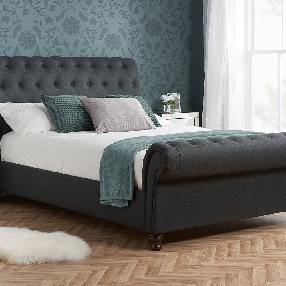 Product photograph of Olivia S Caspian Bed In Charcoal Double from Olivia's