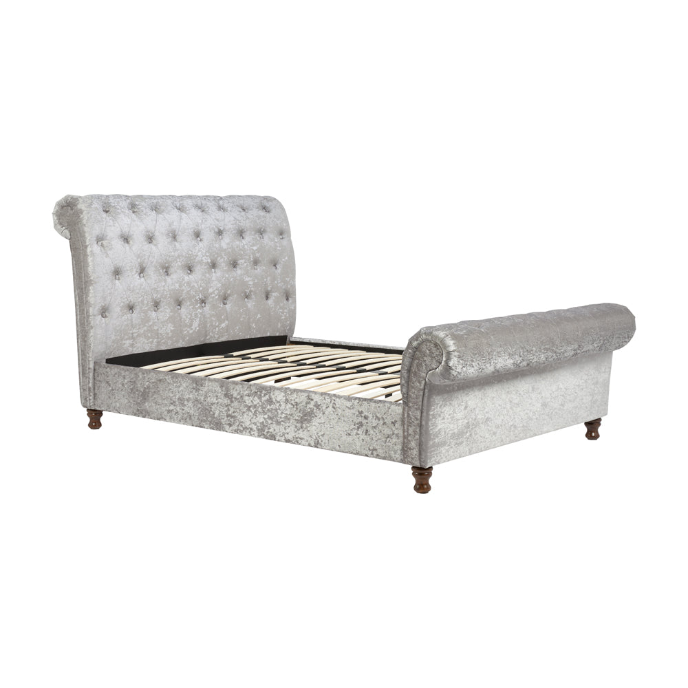 Product photograph of Olivia S Caspian Bed In Steel Crushed Velvet Super Kingsize from Olivia's