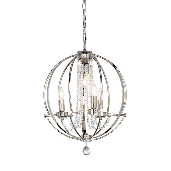 Elstead Cassie 4 Light Chandelier Polished Nickel Plated