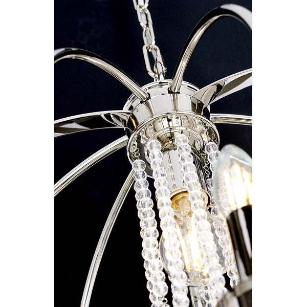 Product photograph of Elstead Cassie 4 Light Chandelier Polished Nickel Plated from Olivia's.