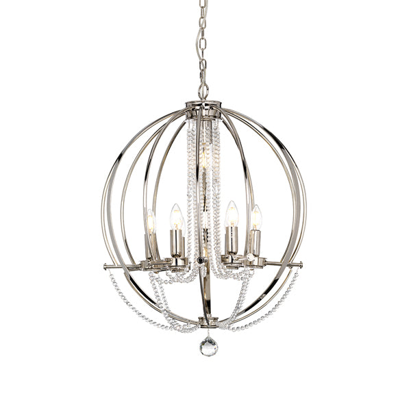 Product photograph of Elstead Cassie 7 Light Chandelier Polished Nickel Plated from Olivia's