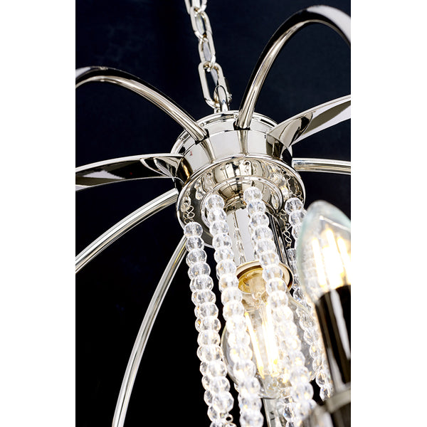 Product photograph of Elstead Cassie 7 Light Chandelier Polished Nickel Plated from Olivia's.