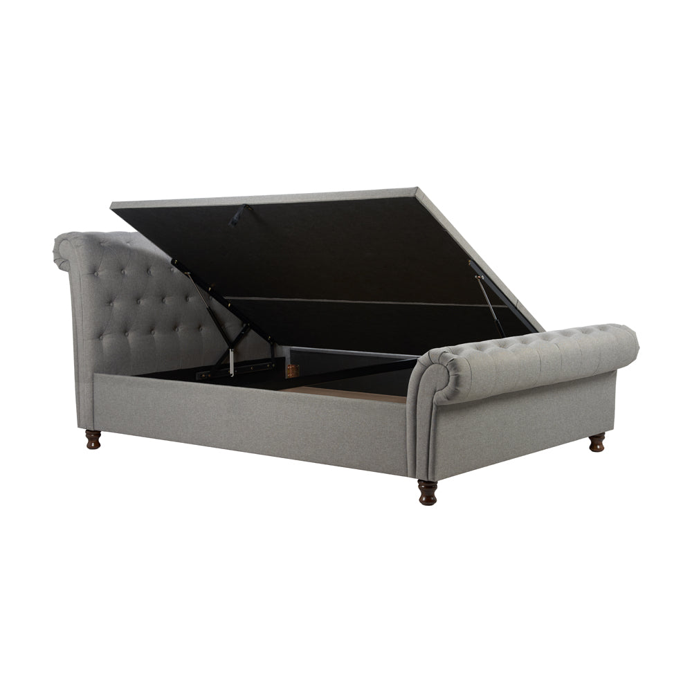 Product photograph of Olivia S Caspian Side Opening Ottoman Bed In Grey Super Kingsize from Olivia's.