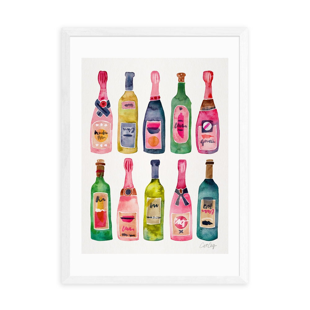 Product photograph of Champagne By Cat Coquillette - A3 White Framed Art Print from Olivia's.