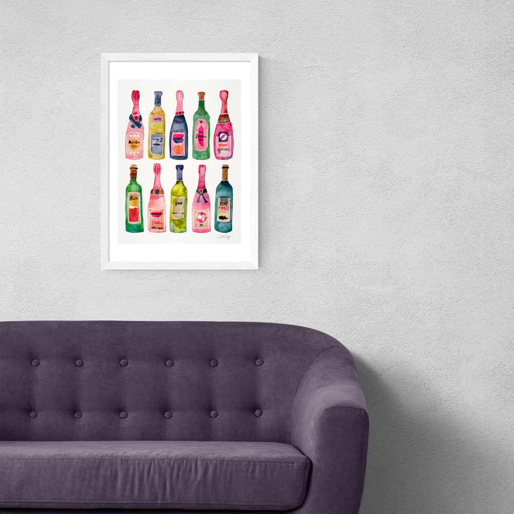 Product photograph of Champagne By Cat Coquillette - A3 White Framed Art Print from Olivia's.