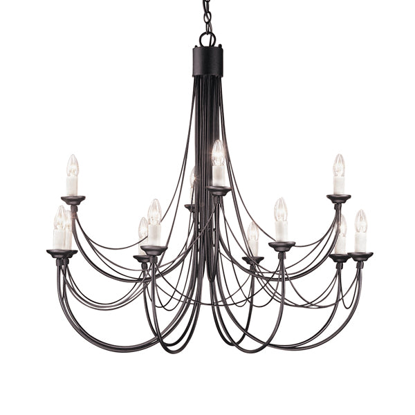 Elstead Carisbrooke 12 Light Chandelier Black