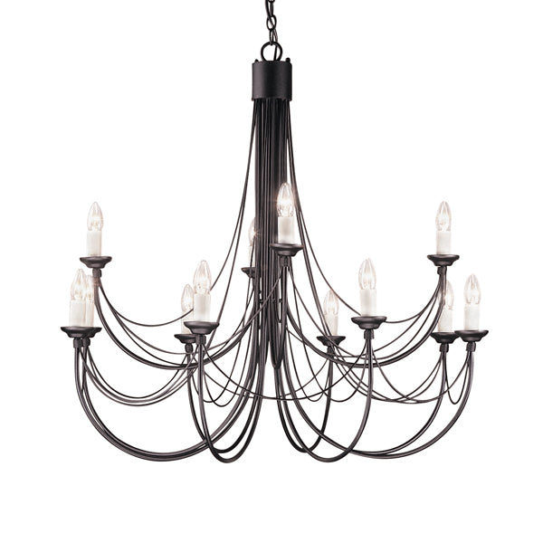 Product photograph of Elstead Carisbrooke 12 Light Chandelier Black from Olivia's