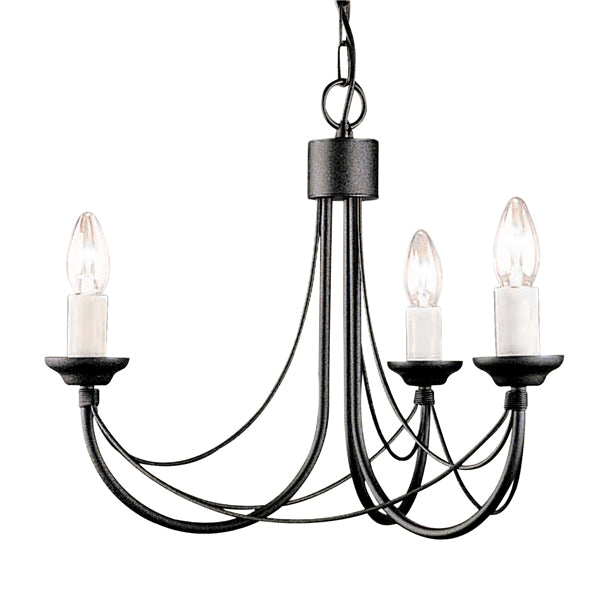Product photograph of Elstead Carisbrooke 3 Light Chandelier Black from Olivia's
