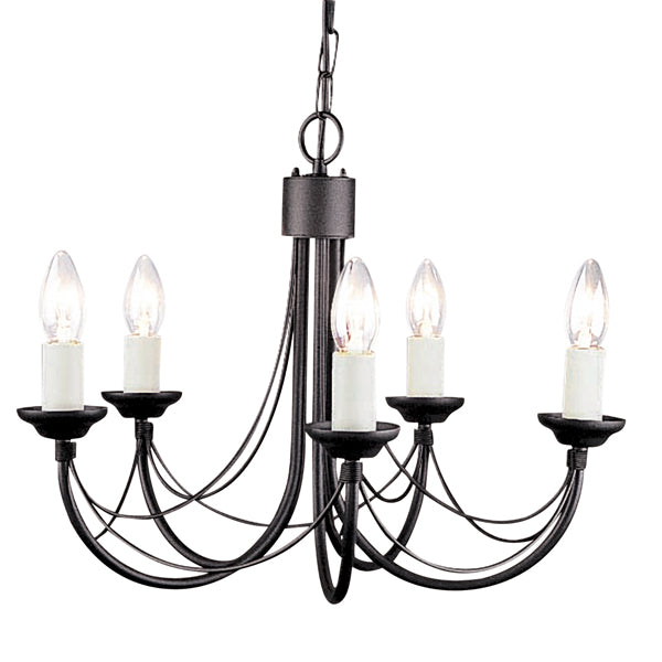 Product photograph of Elstead Carisbrooke 5 Light Chandelier Black from Olivia's