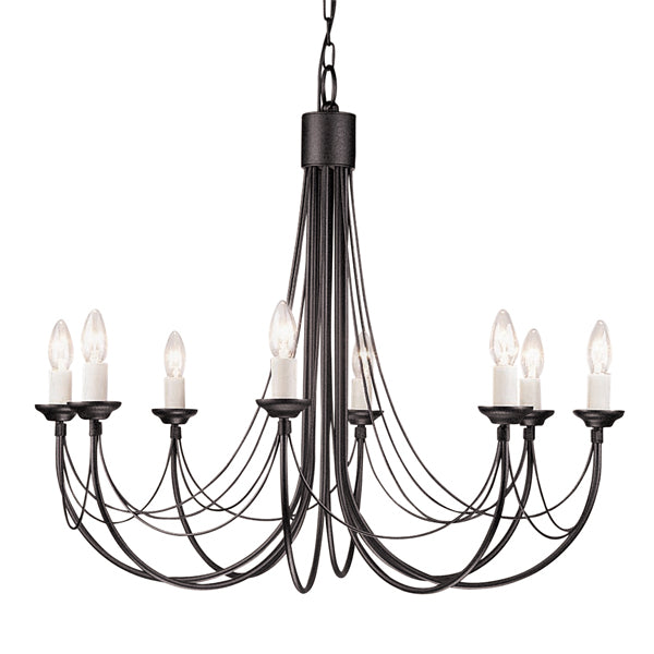 Product photograph of Elstead Carisbrooke 8 Light Chandelier Black from Olivia's