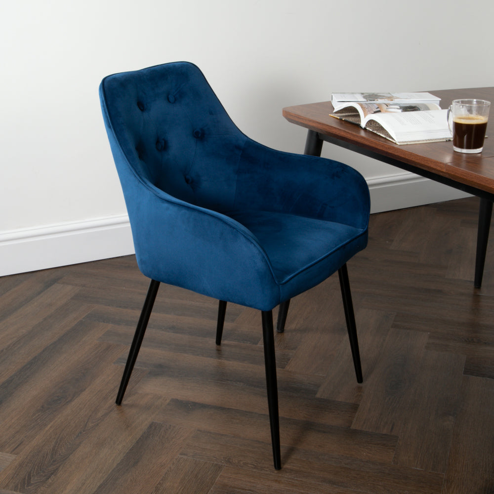 Product photograph of Native Home Set Of 2 Chesterfield Navy Blue Dining Chair from Olivia's