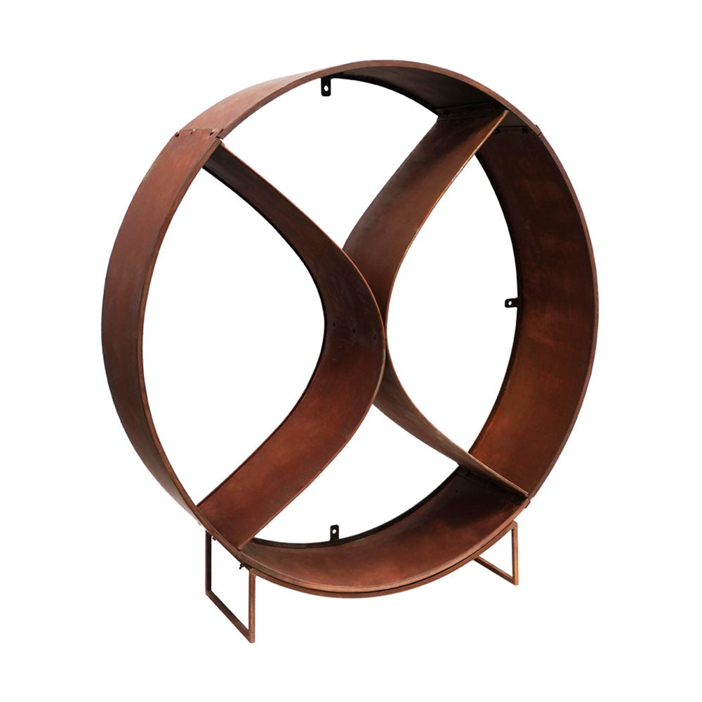 Product photograph of Ivyline Circle Sculptural Log Storage Natural Rust from Olivia's