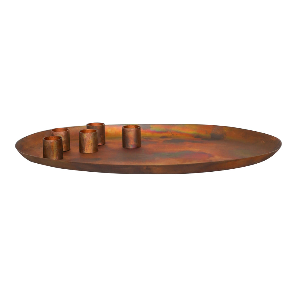 Product photograph of Ivyline Copper Oval Centrepiece With Magnetic Candle Holders from Olivia's.