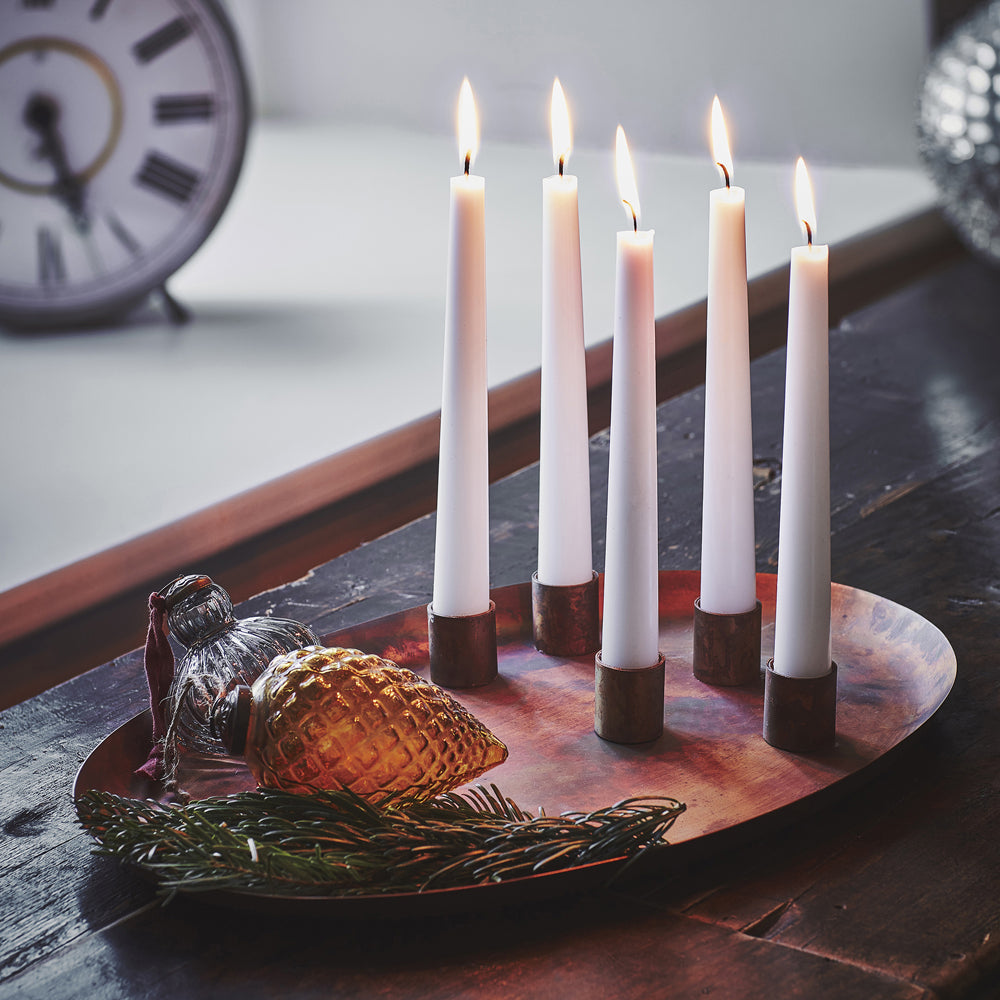 Product photograph of Ivyline Copper Oval Centrepiece With Magnetic Candle Holders from Olivia's