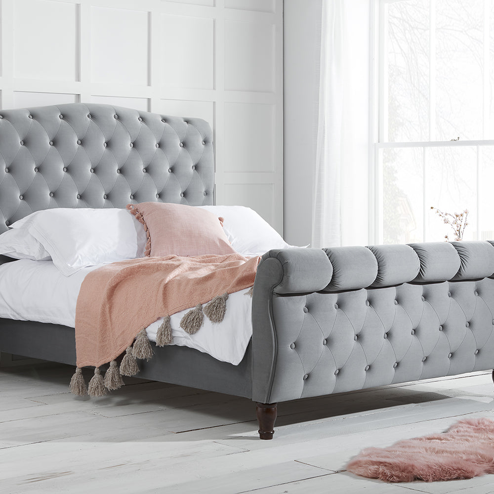 Olivias Colten Bed In Grey Super Kingsize