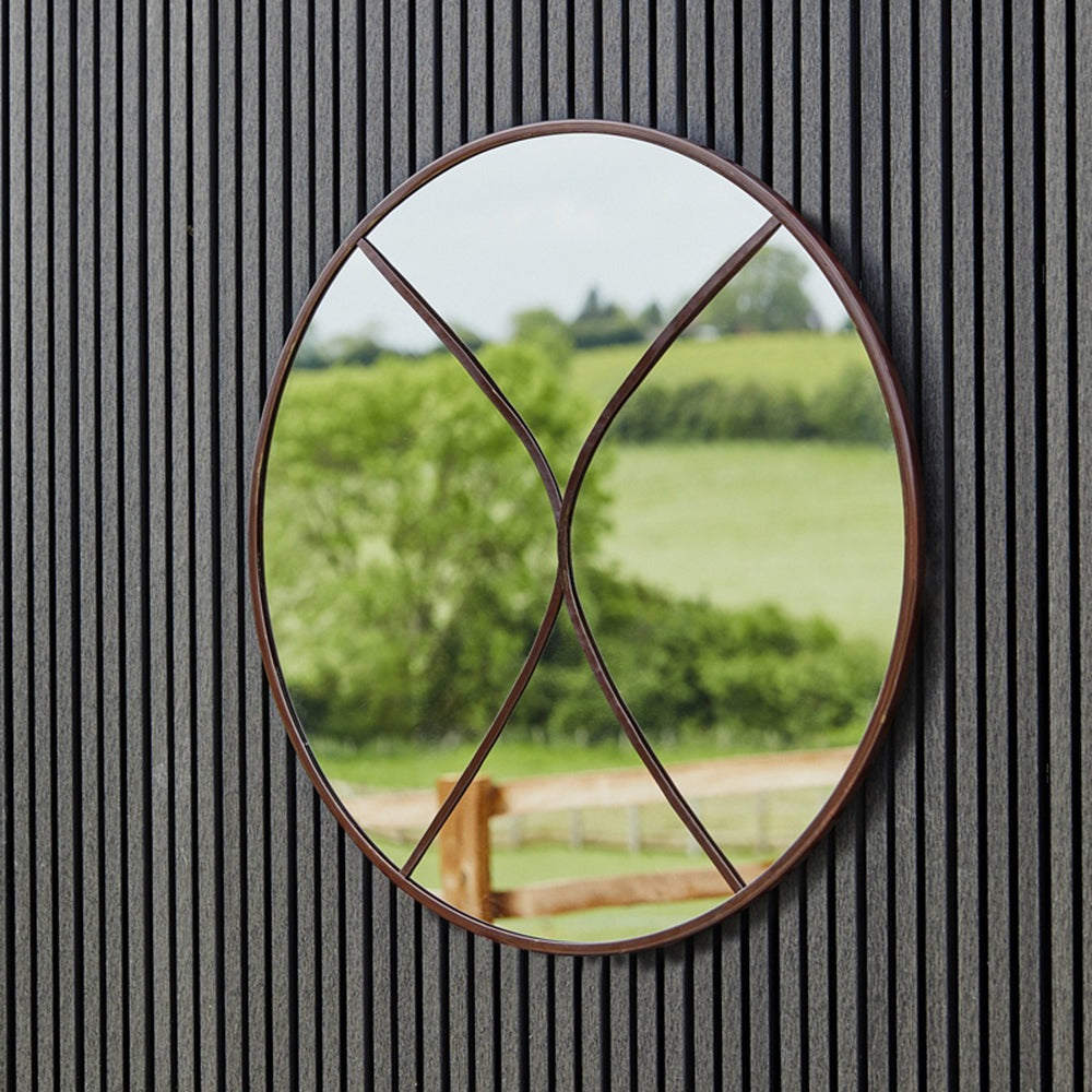 Product photograph of Ivyline Circular Outdoor Mirror Natural Rust from Olivia's.