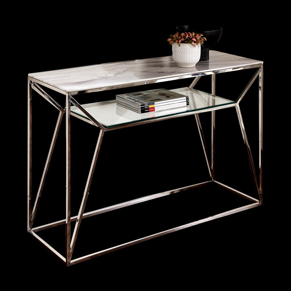Product photograph of Native Home Marble Glass Console Table from Olivia's.