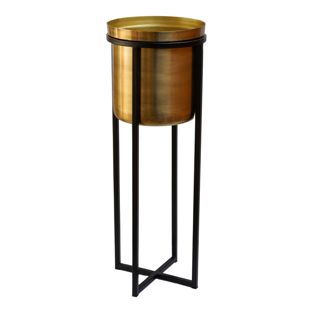 Product photograph of Ivyline Calla Tall Planter Stand In Black Antique Gold from Olivia's