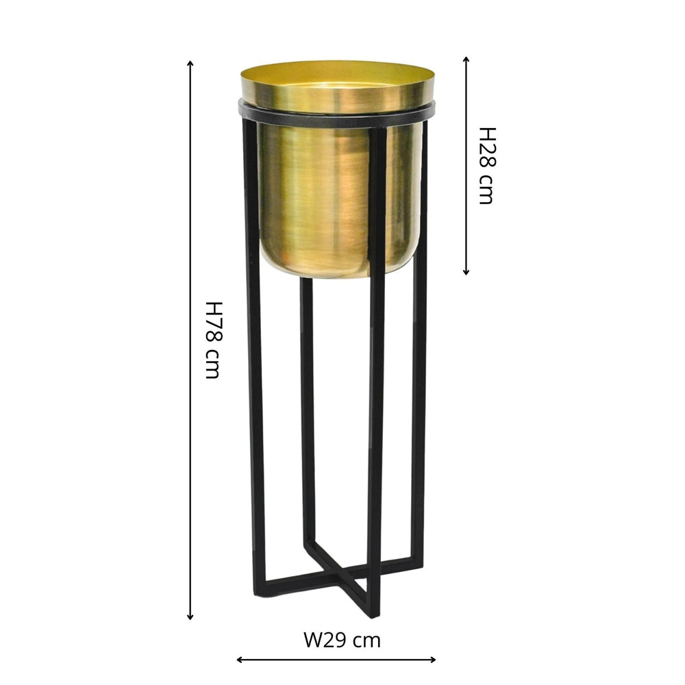 Product photograph of Ivyline Calla Tall Planter Stand In Black Antique Gold from Olivia's.