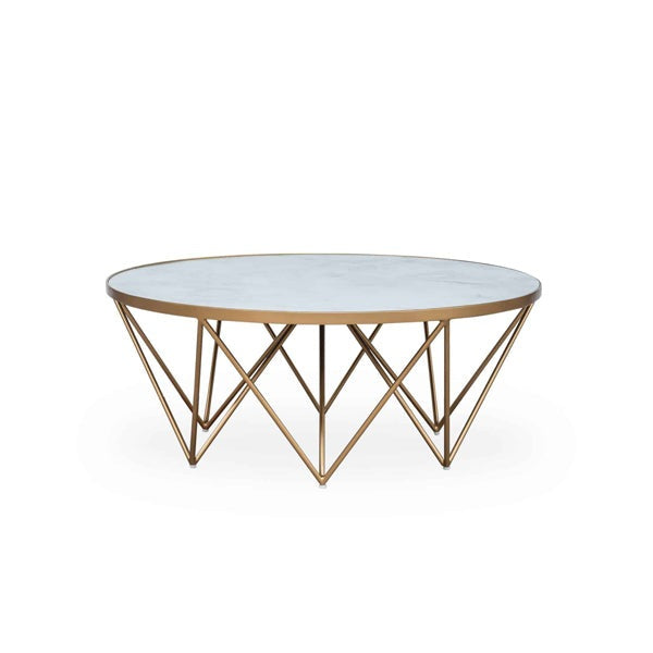 Product photograph of Di Designs Crofton Coffee Table - White Marble Glass from Olivia's