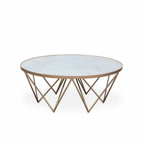 Product photograph of Di Designs Crofton Coffee Table - White Marble Glass from Olivia's.