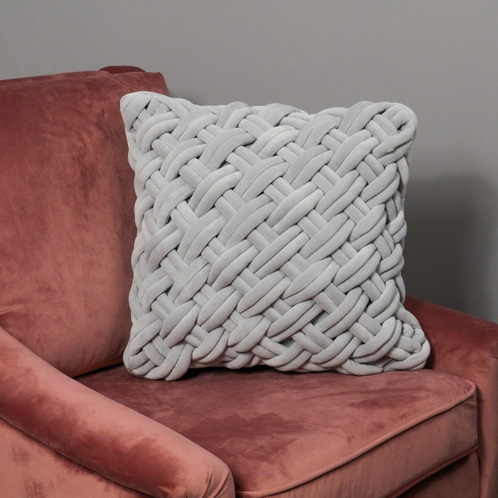 Product photograph of Native Home Grey Handknotted Velvet Cushion Cover from Olivia's