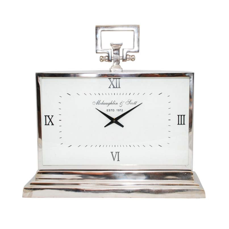 Libra Latham Medium Aluminium Rectangular Clock With Roman Numerals