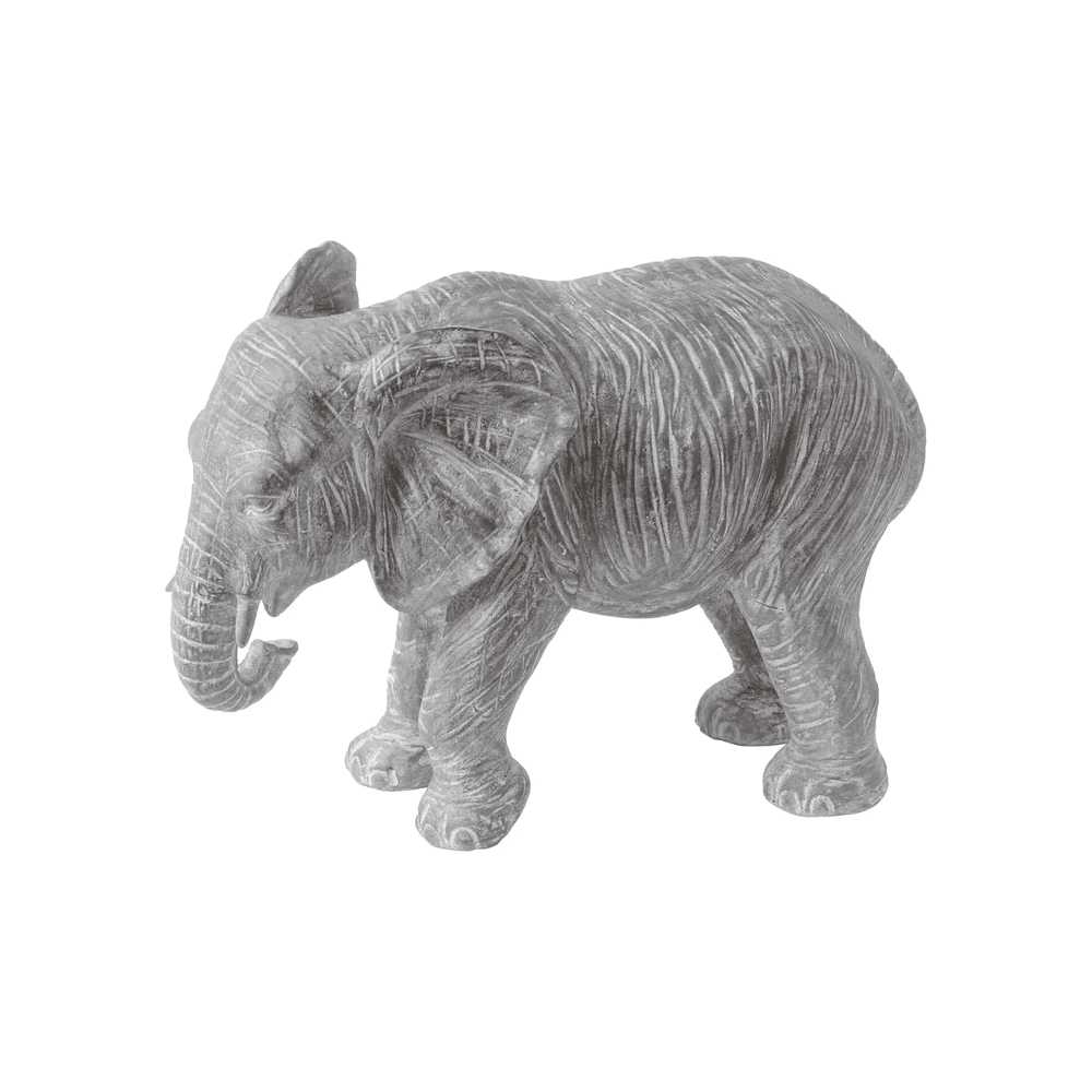 Product photograph of Libra Calm Neutral Collection - Antique Elephant Resin Sculpture Grey from Olivia's