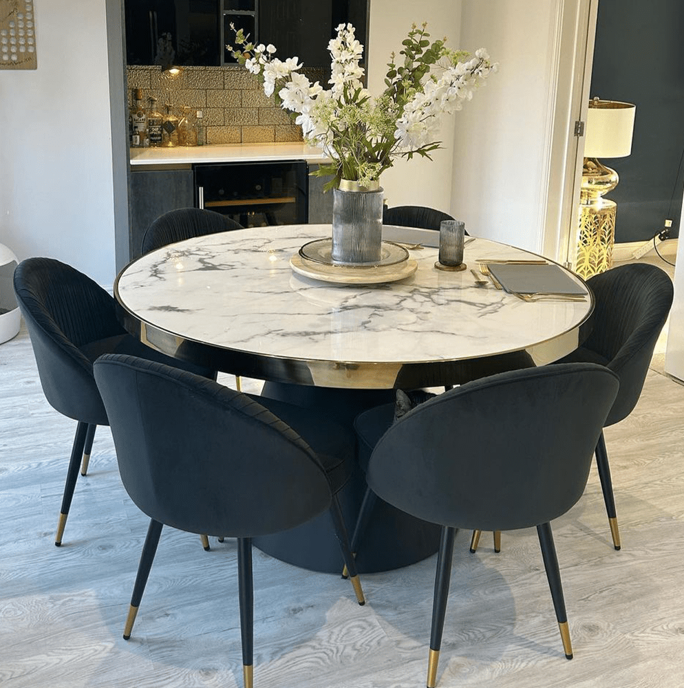 Product photograph of Richmond Odin Gold And Black 4 Seater Dining Table from Olivia's.