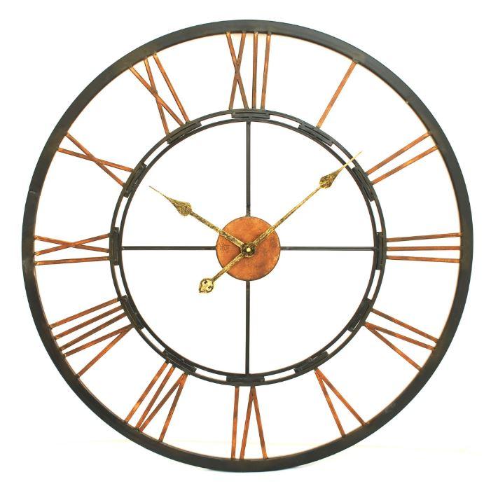 Product photograph of Libra Interiors Skeleton Wall Clock In Black Gold from Olivia's
