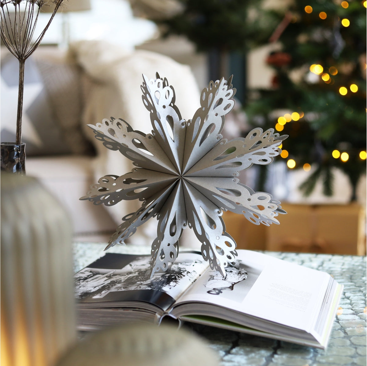 Product photograph of Broste Copenhagen Snowflake Ornament Silver Medium from Olivia's.