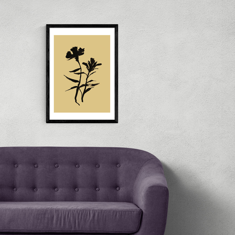 Product photograph of Mono Botanical 3 By Dan Hobday - A3 Black Framed Art Print from Olivia's.