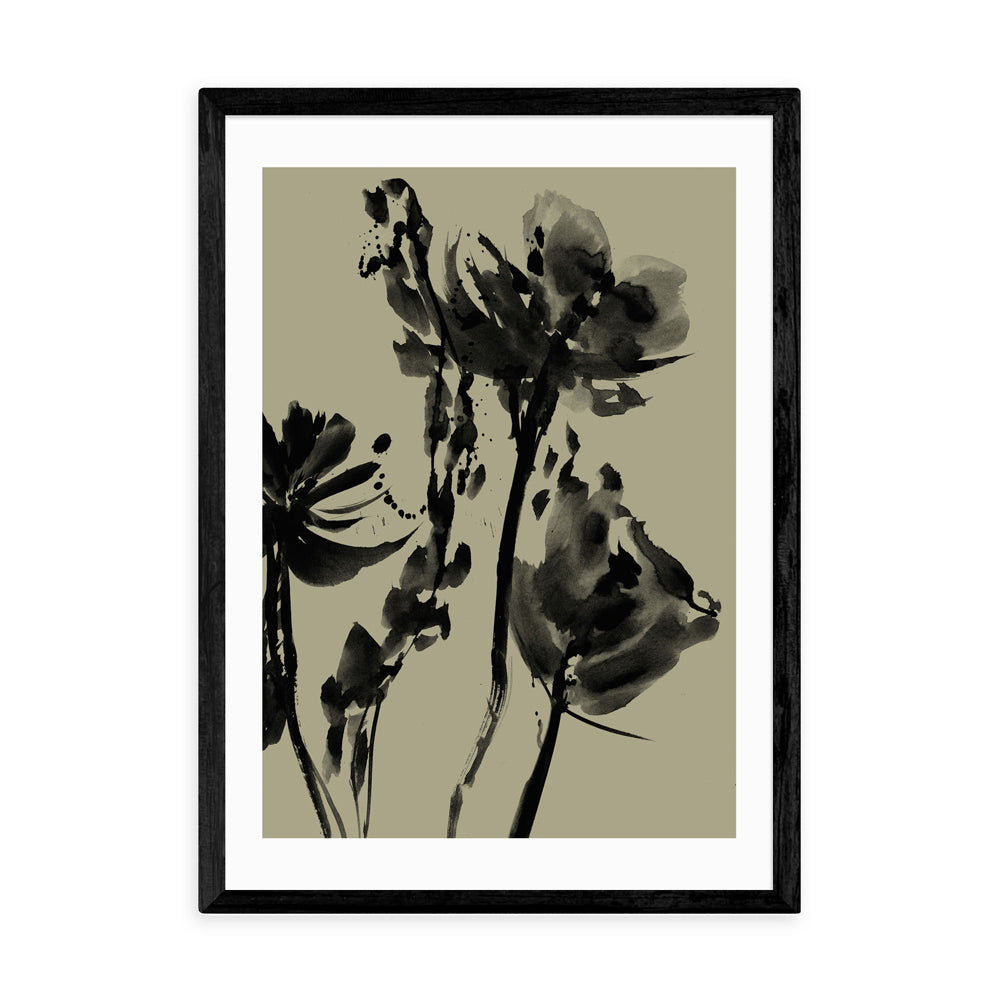 Product photograph of Mono Botanical 8 By Dan Hobday - A3 Black Framed Art Print from Olivia's.