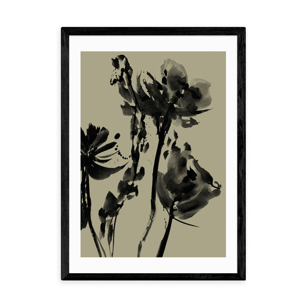 Product photograph of Mono Botanical 8 By Dan Hobday - A3 Black Framed Art Print from Olivia's