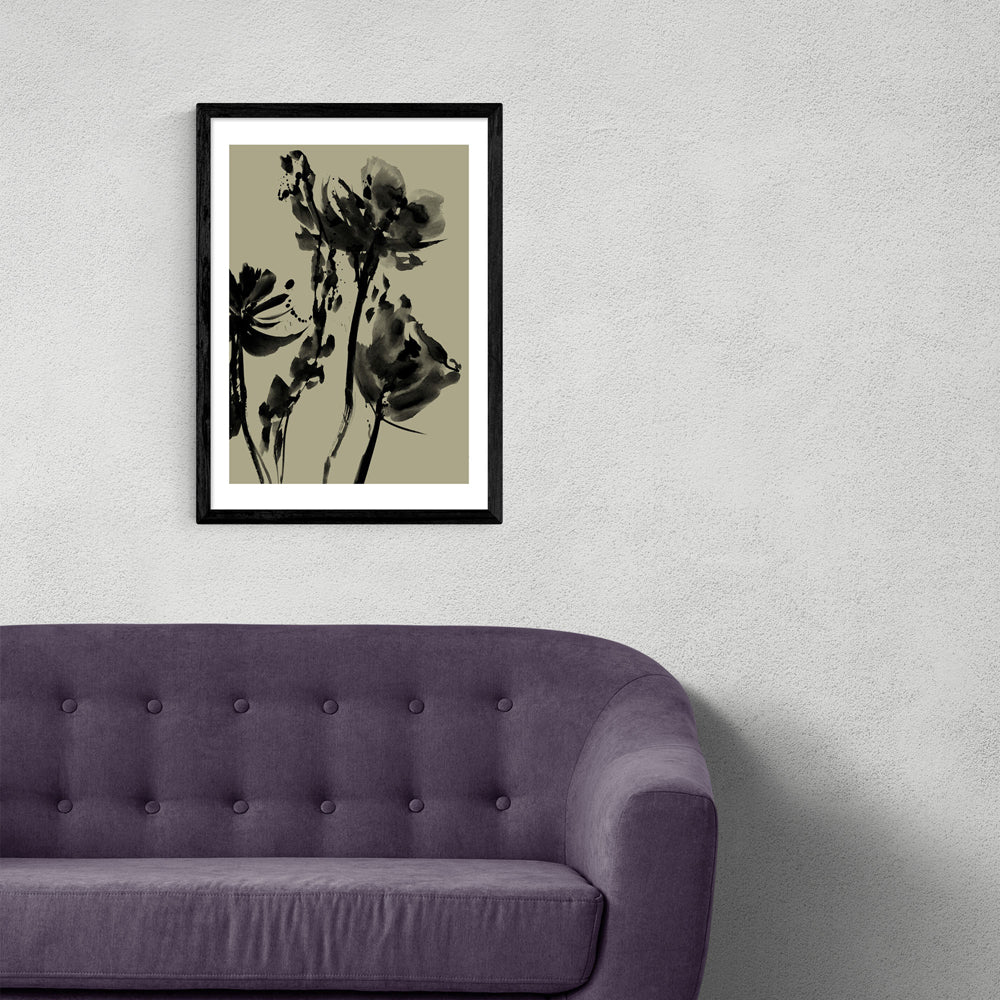 Product photograph of Mono Botanical 8 By Dan Hobday - A3 Black Framed Art Print from Olivia's