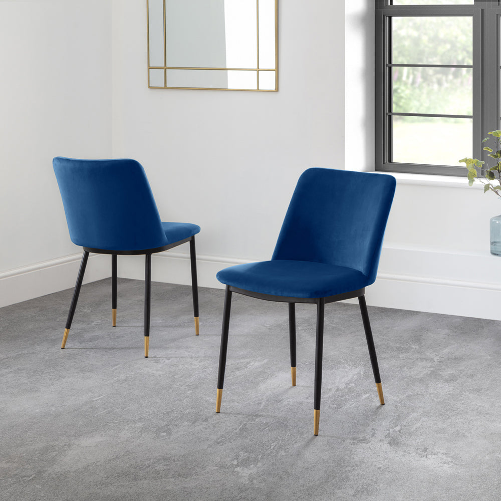 Olivias Set Of 2 Dolly Dining Chairs In Blue