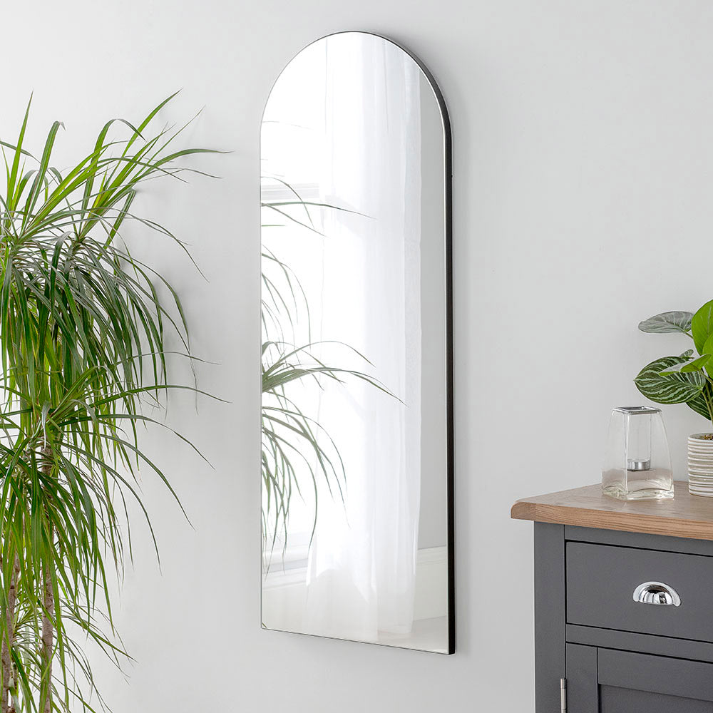 Olivias Cora Arched Mirror In Black 120x45cm