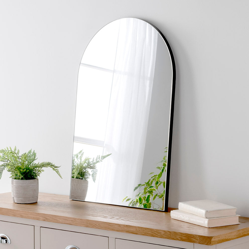 Product photograph of Olivia S Cora Arched Mirror In Black - 75x50cm from Olivia's