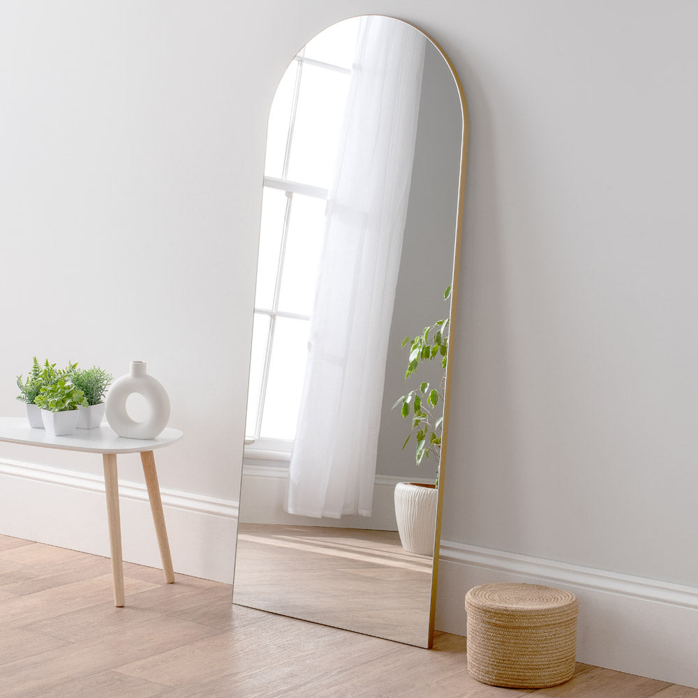 Product photograph of Olivia S Cora Full Length Arched Mirror In Gold - 150x60cm from Olivia's