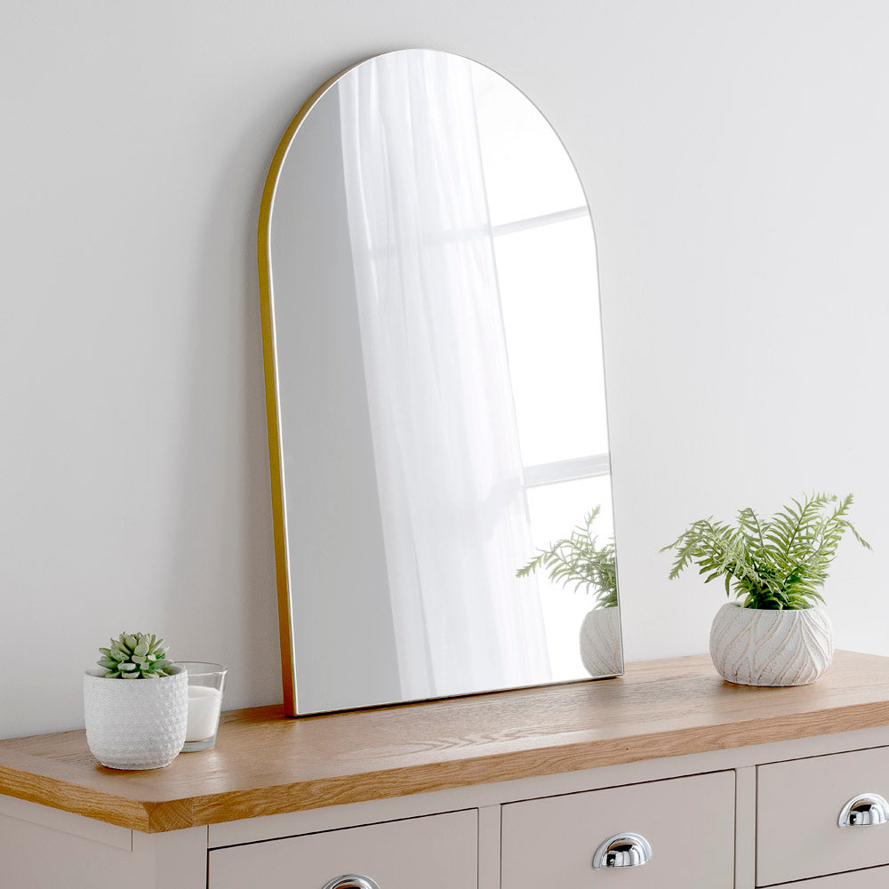 Product photograph of Olivia S Cora Arched Mirror In Gold - 75x50cm from Olivia's