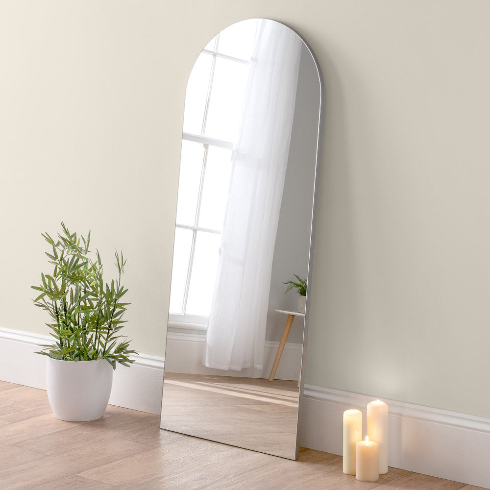 Product photograph of Olivia S Cora Full Length Arched Mirror In Silver - 150x60cm from Olivia's