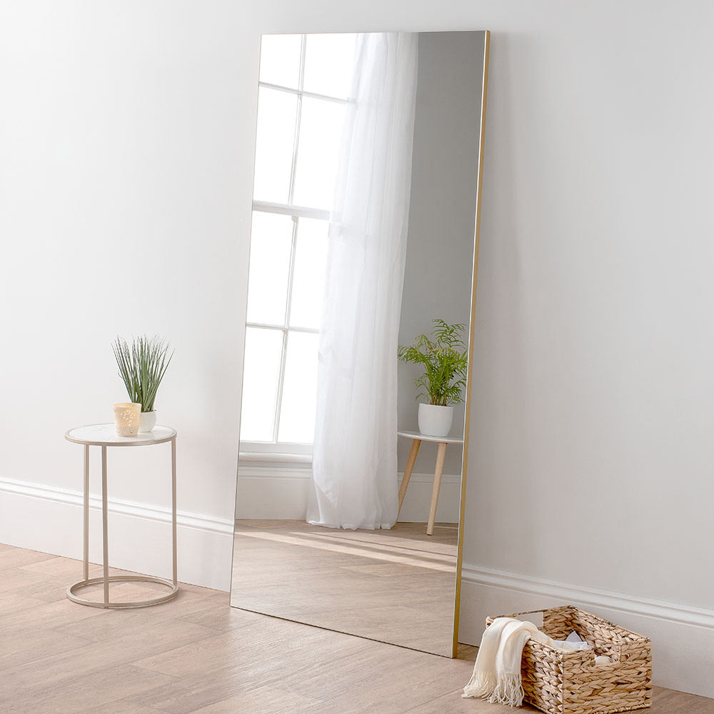 Product photograph of Olivia S Minimal Full Length Mirror In Gold - 170x80cm from Olivia's