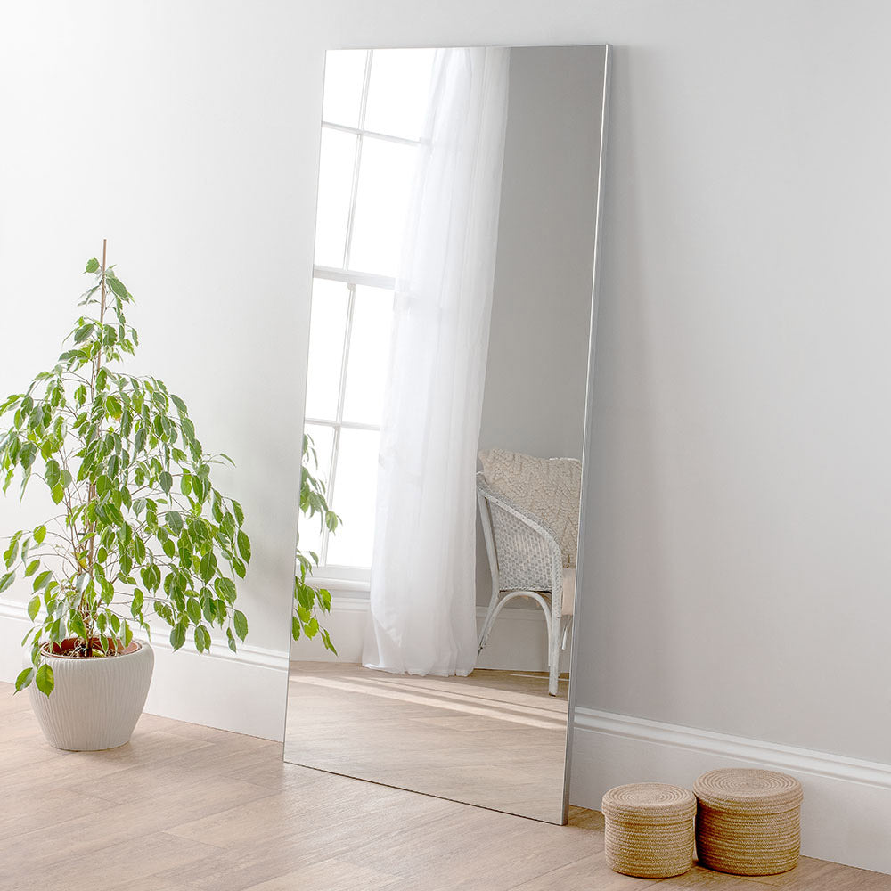 Product photograph of Olivia S Minimal Full Length Mirror In Silver - 170x80cm from Olivia's
